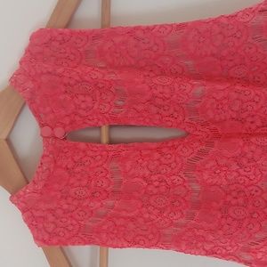 Coral Pink Floral Dress Sleeveless Top